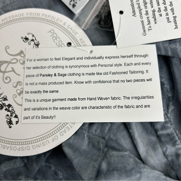 PARSLEY SAGE New Women Size M Slate Blue Lace Overlay Button Down Blouse Top. - Picture 9 of 12